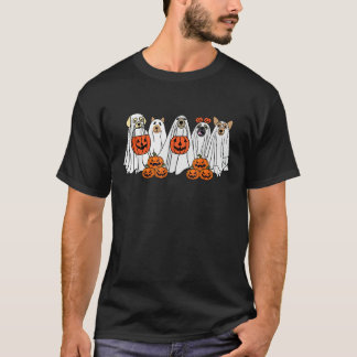 T-shirt Dog Ghost Cute Dog Dressed As Ghost Funny Hallowee