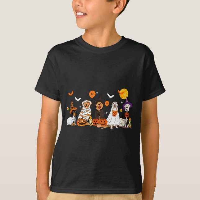 T-shirt Dog Ghost Witch Mummy Halloween Costume Men Women  (Devant)