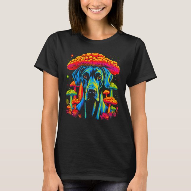 T-shirt Dog Great Dane Psychedelic Mushroom (Devant)