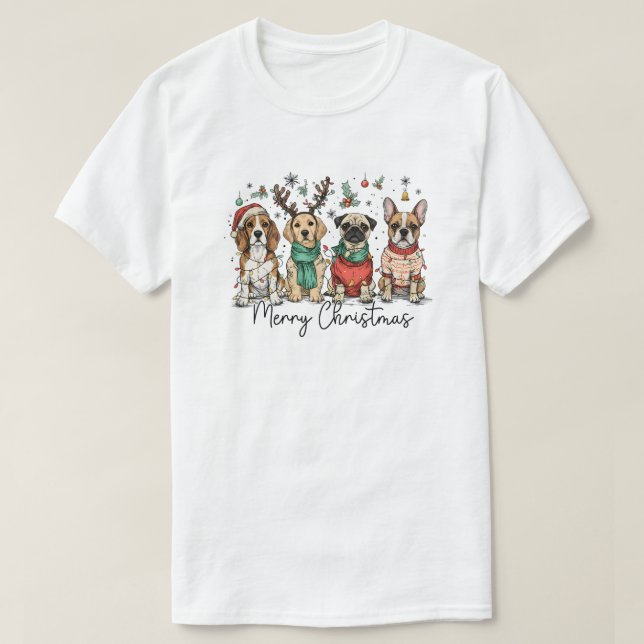 T-shirt Dog Merrry Christmas (Design devant)