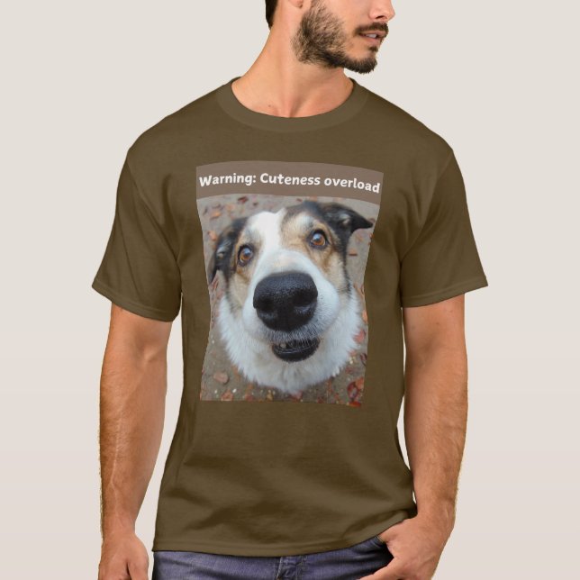 T-shirt Dog Print Funny Warning: Cuteness Overload (Front)