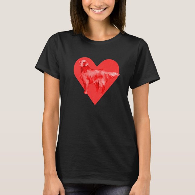 T-shirt Dog Red Heart Flat Coated Retriever (Devant)