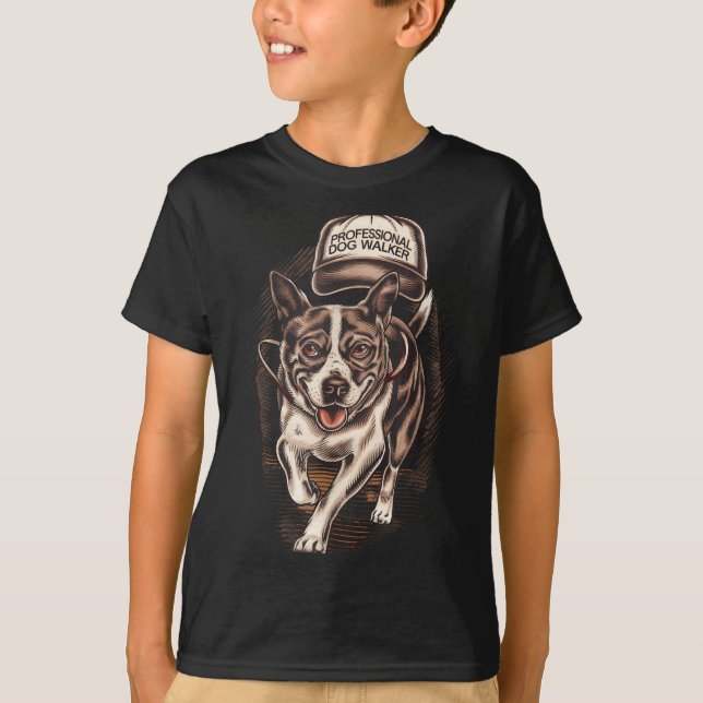 T-shirt Dog Waking Professional Dog Walker Hat Graphic  (Devant)
