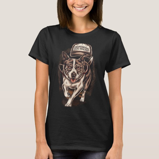 T-shirt Dog Waking Professional Dog Walker Hat Graphic  (Devant)