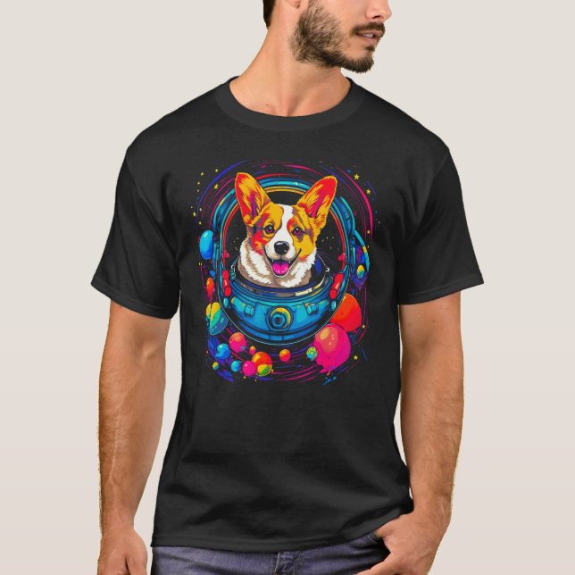 T-shirt Dog Welsh Corgi Astronaut (Devant)