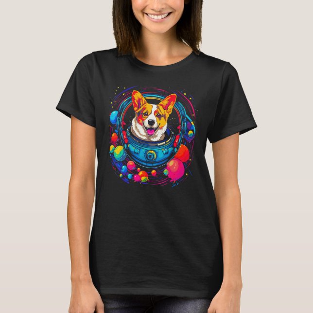 T-shirt Dog Welsh Corgi Astronaut (Devant)