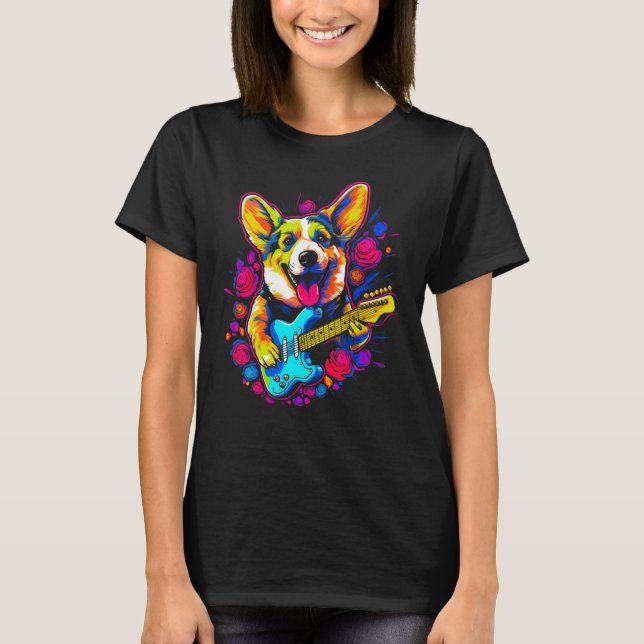 T-shirt Dog Welsh Corgi Musician (Devant)