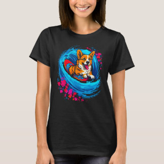 T-shirt Dog Welsh Corgi Surfer