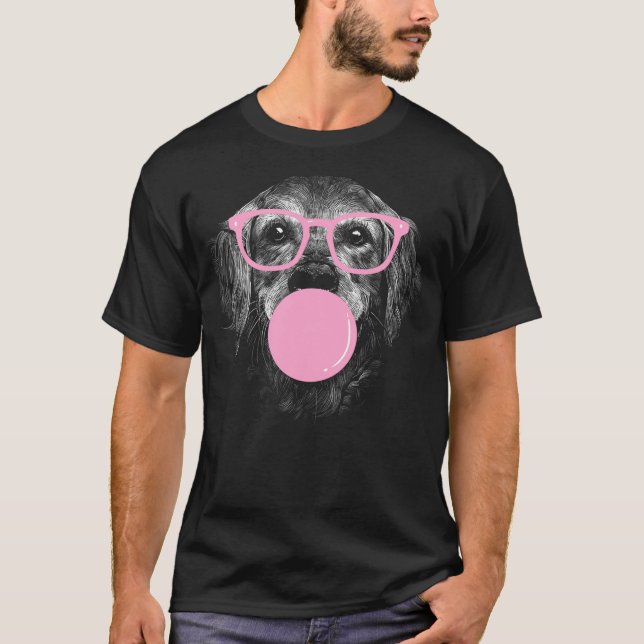 T-shirt Dog With Glasses And Bubble Gum (Devant)