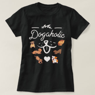 T-shirt dogaholic| T-shirt violet amoureux des chi