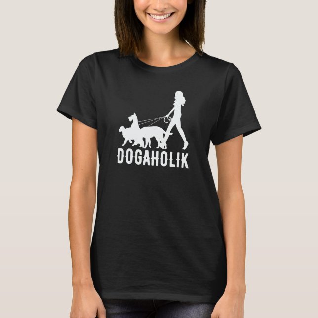 T-shirt Dogaholic  Walking With Dog Costume (Devant)