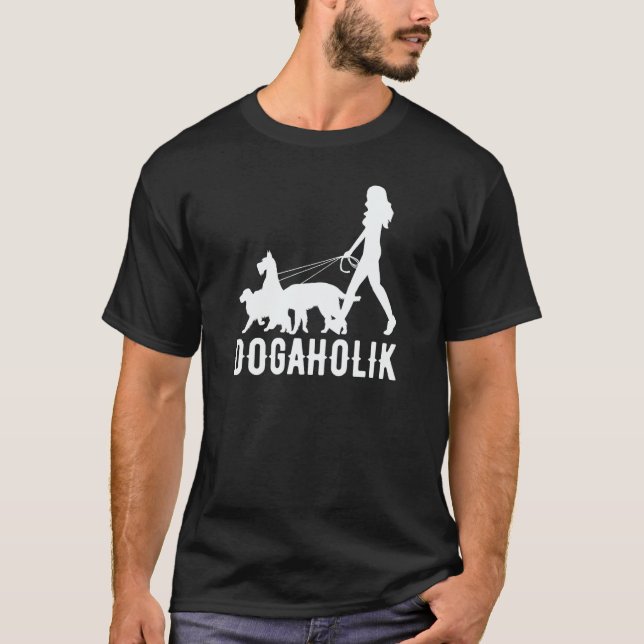 T-shirt Dogaholic  Walking With Dog Costume (Devant)