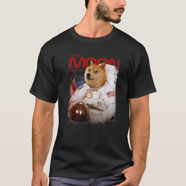 T-shirt DOGE HODL À L'Astronaut Lune DOGE Crypto Mème D (Devant)