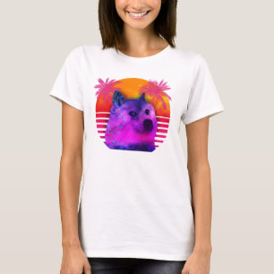 T-shirt Dogecoin 80s Rétro Doge Hodl Jusqu'à la Lune Drôle