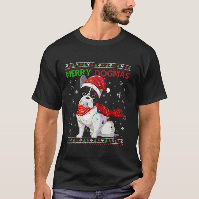 T-shirt Dogmas Joyeux et moche Chien taureau Français Chap (Devant)