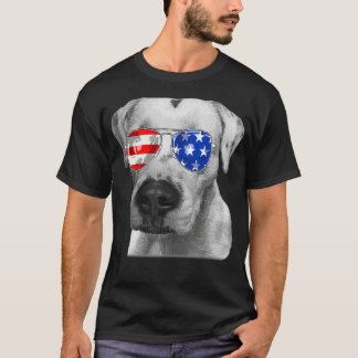 T-shirt Dogo argentino Dog Sunglasses Flag American 4th of