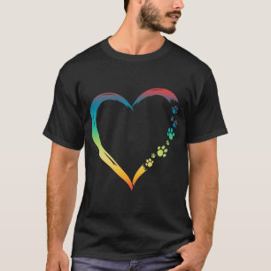 T-shirt Dogs amusants Chiens Coeurs Pâtes de coeur Maman 