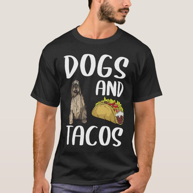 T-shirt Dogs And Tacos Bergamasco Sheepdog Mexican Food (Devant)