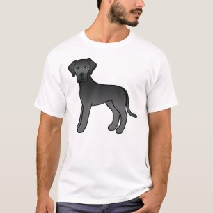 T-shirt Dogue allemand noir Chien de dessin animé mignon