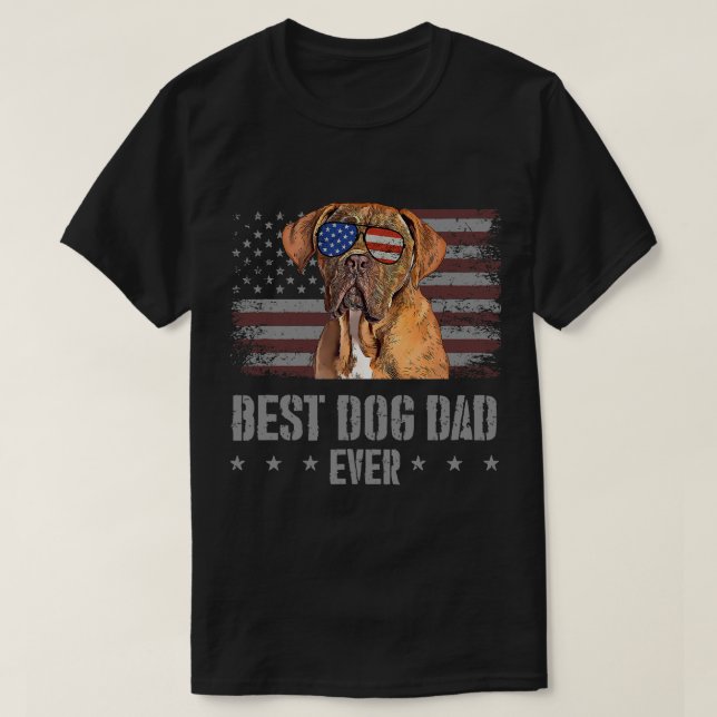 T-shirt Dogues de Bordeaux Meilleur Chien Papa Jamais Rétr (Design devant)