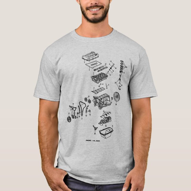 T-shirt DOHC éclaté avec le logo arrière (Devant)