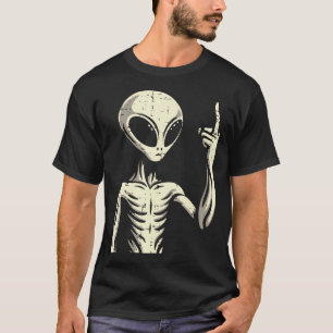 T-shirt Doigt Du Milieu Alien Drôle Ufo Extraterrestre Hom