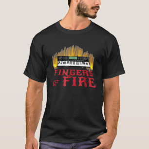 T-shirt Doigts de Piano-Clavier de Feu Musicien