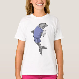 T-shirt Dolphin as Secretary with Stack of paper