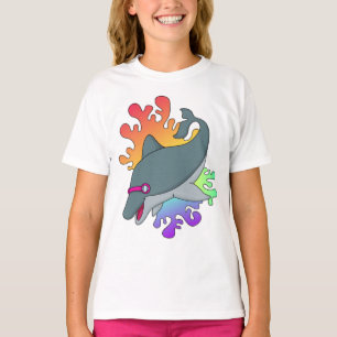 T-shirt Dolphin at Swimming with Swimming goggles