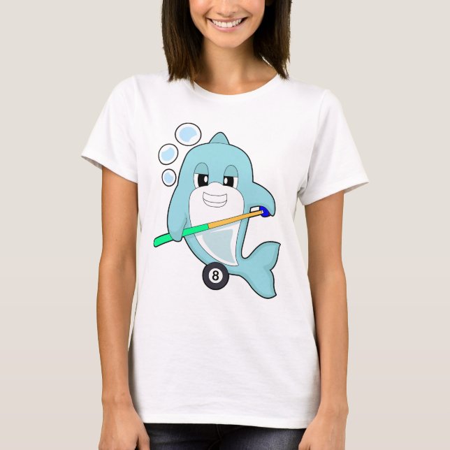 T-shirt Dolphin Billiards Cue Sports (Devant)
