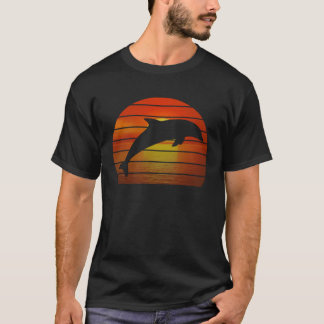 T-shirt Dolphin jumping retro orange ocean sunset dolphin