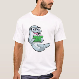 T-shirt Dolphin Nerd avec lunettes et livre