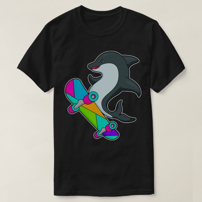 T-shirt Dolpin comme patineur avec skateboard (Design devant)
