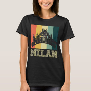 T-shirt Dom De Milan De Italie Milan En Rétro Skyline