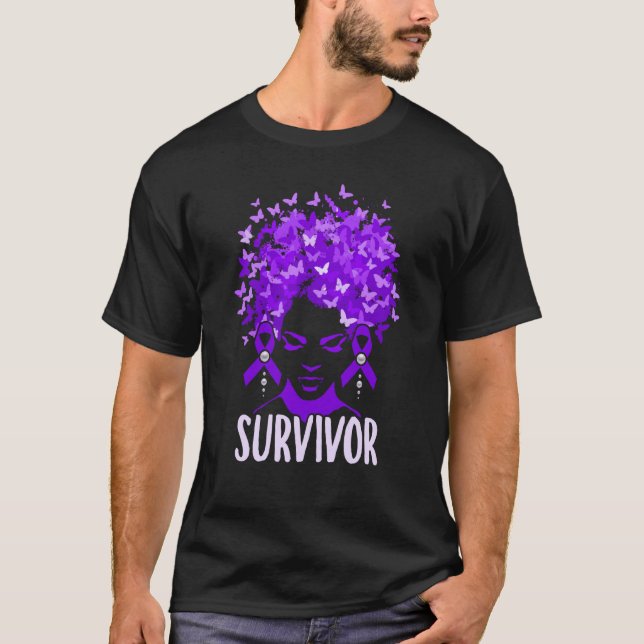 T-shirt Domestic Violence Women purple butterflies Survivo (Devant)