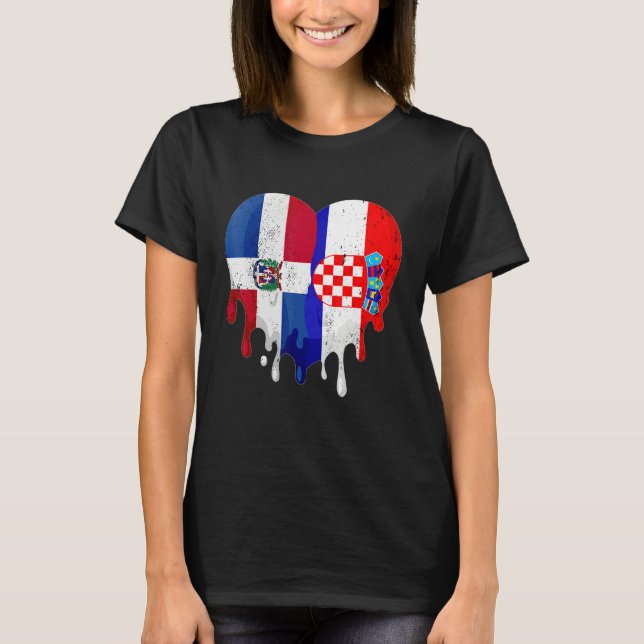 T-shirt Dominican Republic Croatia Flag Heart Citizen Patr (Devant)