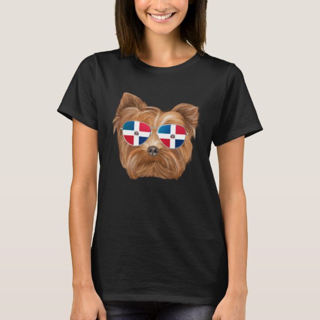 T-shirt Dominican Republic Flag Yorkshire Terrier Dog Pock (Devant)
