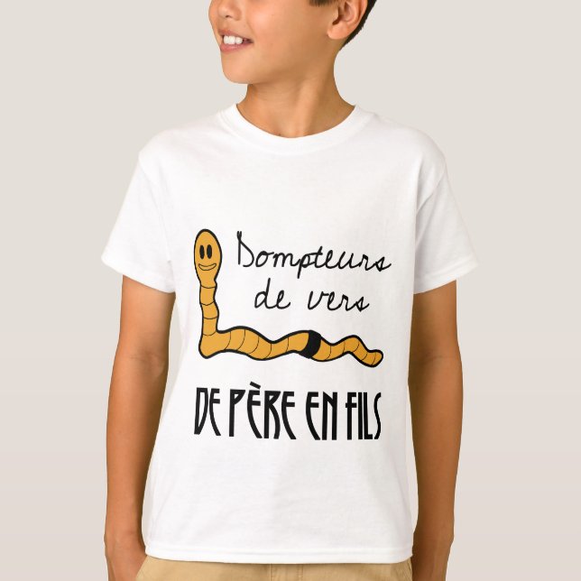 T-shirt Dompteurs de vers de père en fils (Devant)