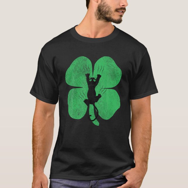 T-shirt Don de chat St. Patrick's Day Shamrock Clover Iris (Devant)