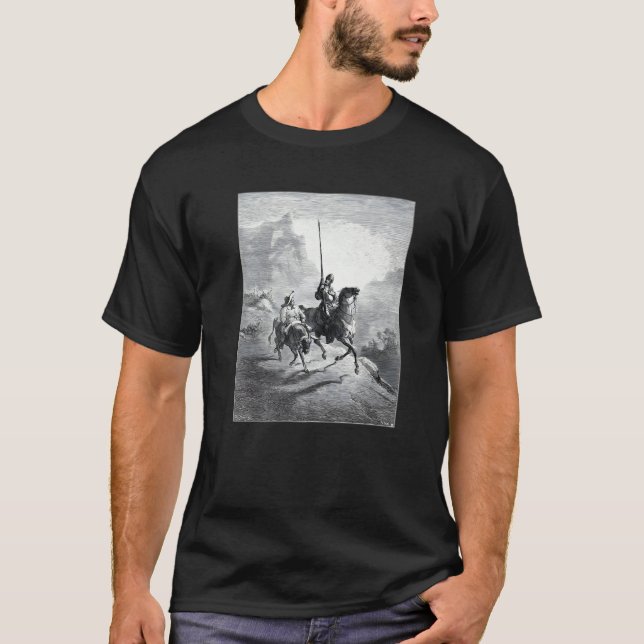 T-shirt Don Quichotte et Sancho par Gustave Dore (Devant)