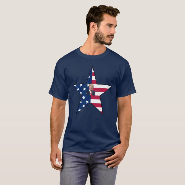 T-shirt Donald J. Trump~ Président~ Drapeau US~ Étoile ~ M (Devant entier)