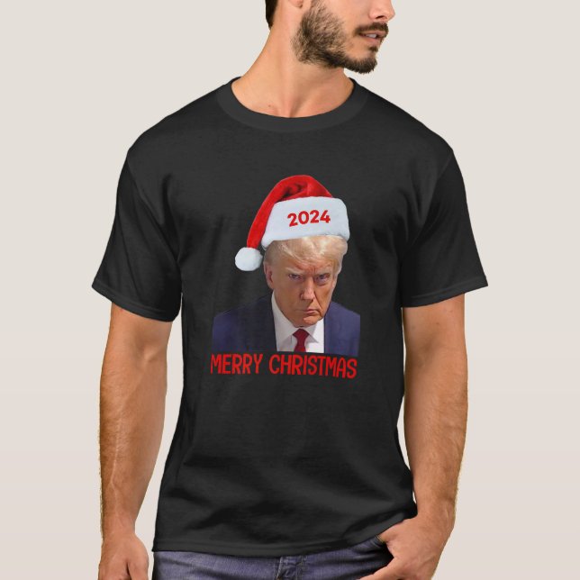 T-shirt Donald Trump 2024 Santa Hat Joyeux Noël Hommes Deu (Devant)