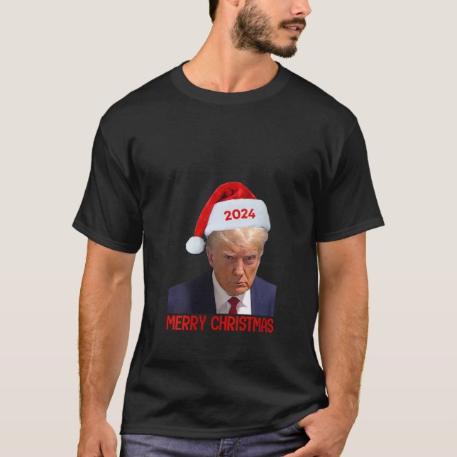 T-shirt Donald Trump 2024 Santa Hat Joyeux Noël Hommes Deu (Devant)