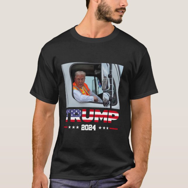 T-shirt Donald Trump à bord d'un camion à ordures (Devant)