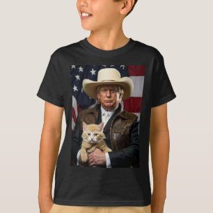 T-shirt Donald Trump Chemise de chat Cowboy Drapeau améric