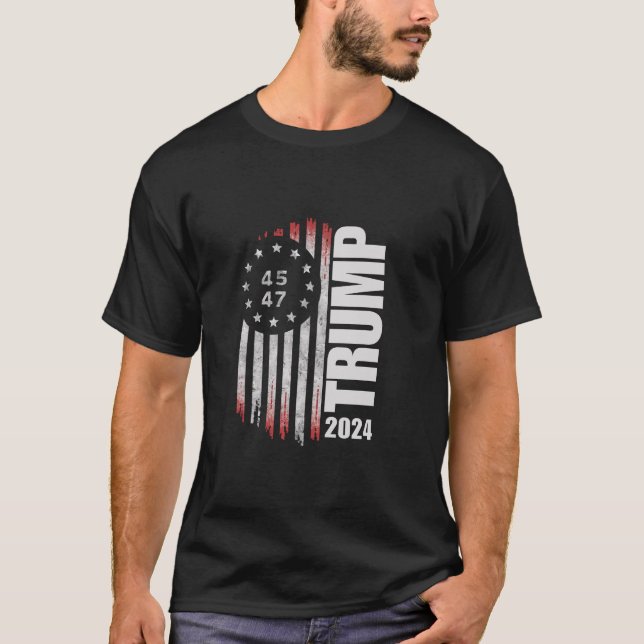 T-shirt Donald Trump Élection 2024 Vote 45 47 Américain (Devant)