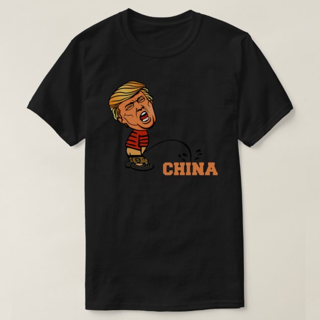 T-shirt Donald Trump pisse sur china Sticker (Design devant)