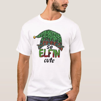 T-shirt Donc Elfin mignonne Joyeux Noël Elf Green Leopard
