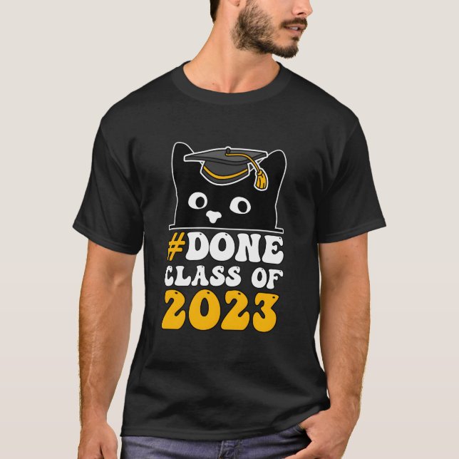 T-shirt Done Class Of 2023 L Black Cat Senior Graduation Q (Devant)