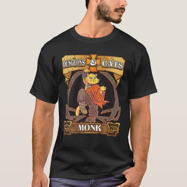 T-shirt Donjons Et Chats Monk Kitten Dinde Chat Nerd RPG G (Devant)